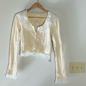 For Love And Lemons Cream Lace Cardigan